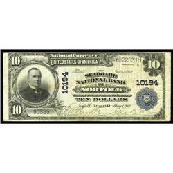 Norfolk, VA - $10 1902 Plain Back Fr. 628 The Seaboard Norfolk, VA