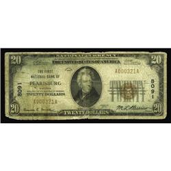 Pearisburg, VA - $20 1929 Ty. 1 The First NB Ch. # 8091 Pearisburg, VA