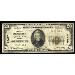 Quantico, VA - $20 1929 Ty. 1 The First NB Ch. # 12477D Quantico, VA