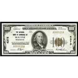 Seattle, WA - $100 1929 Ty. 1 The NB of Commerce Ch. # Seattle, WA