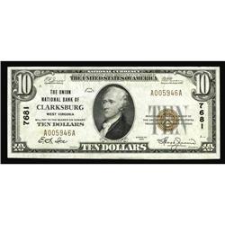 Clarksburg, WV - $10 1929 Ty. 1 The Union NB Clarksburg, WV