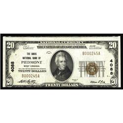 Piedmont, WV - $20 1929 Ty. 1 The Davis NB Ch. # 4088 Piedmont, WV