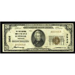 Superior, WI - $20 1929 Ty. 1 The First NB Ch. # 3926A Superior, WI