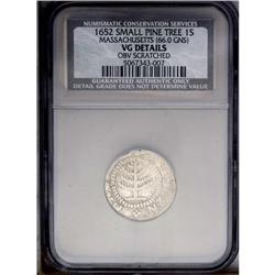 1652 SHILNG Pine Tree Shilling, Small Planchet--Obvers