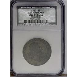 1723 2PENCE Rosa Americana Twopence--Corroded--NCS. Un