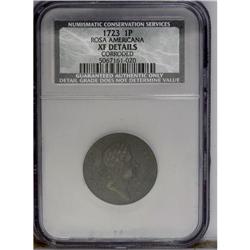 1723 PENNY Rosa Americana Penny--Corroded--NCS. XF Det