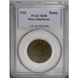 1723 PENNY Rosa Americana Penny XF40 PCGS. Breen-122.