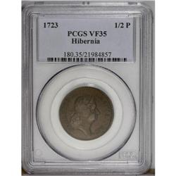 1723 1/2P Hibernia Halfpenny VF35 PCGS, Breen-157, att
