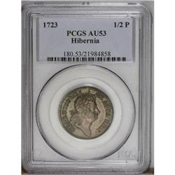 1723 1/2P Hibernia Halfpenny AU53 PCGS. Breen-159. Sma