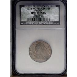 1773 1/2P Virginia Halfpenny, No Period--Rim Filed--NC
