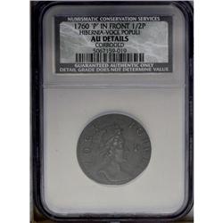 1760 1/2P Hibernia-Voce Populi Halfpenny, P Before Fac