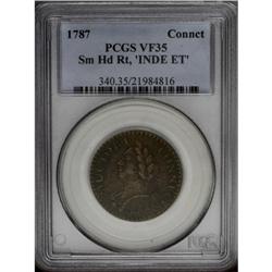 1787 COPPER Connecticut Copper, Laughing Head VF35 PCG