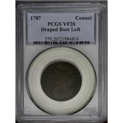 1787 COPPER Connecticut Copper, Draped Bust Left VF20