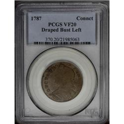 1787 COPPER Connecticut Copper, Draped Bust Left VF20