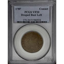 1786 COPPER Connecticut Copper, Draped Bust Left VF20