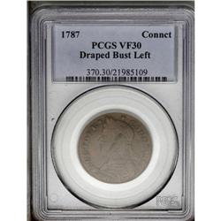 1787 COPPER Connecticut Copper, Draped Bust Left VF30