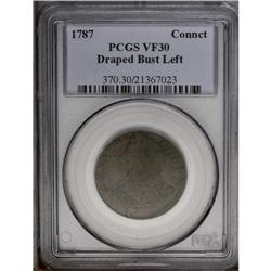 1787 COPPER Connecticut Copper, Draped Bust Left VF30