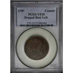 1787 COPPER Connecticut Copper, Draped Bust Left VF35