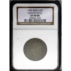 1787 COPPER Connecticut Copper, Draped Bust Left XF40