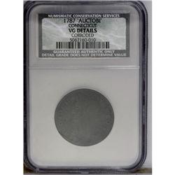 1787 COPPER Connecticut Copper, AUCTOBI--Corroded--NCS