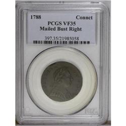 1788 COPPER Connecticut Copper, Mailed Bust Right VF35