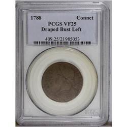 1788 COPPER Connecticut Copper, Draped Bust Left VF25