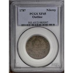 1787 COPPER New Jersey Copper, Outlined Shield XF45 PC