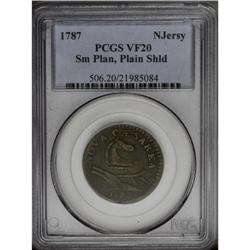 1787 COPPER New Jersey Copper, Small Planchet, Plain S