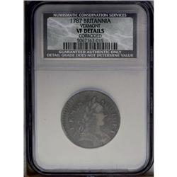 1787 COPPER Vermont Copper, BRITANNIA--Corroded--NCS.