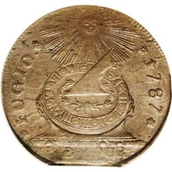 1787 1C Fugio Cent, STATES UNITED, Cinquefoils--Curved