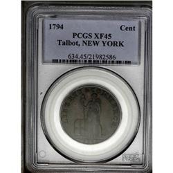 1794 1C Talbot, Allum & Lee Cent, NEW YORK XF45 PCGS.