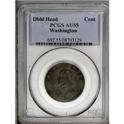 Undated 1C Washington Double Head Cent AU55 PCGS. Bake