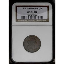 1804 1/2 C Spiked Chin MS61 Brown NGC. B-7, C-8, R.1.