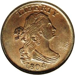 1804 1/2 C Spiked Chin MS63 Brown NGC. B-7, C-8, R.1.