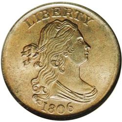 1806 1/2 C Small 6, No Stems MS65 Brown NGC. B-3, C-1,