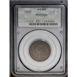 1835 1/2 C MS65 Brown PCGS. C-1, B-1, R.1. An intricat