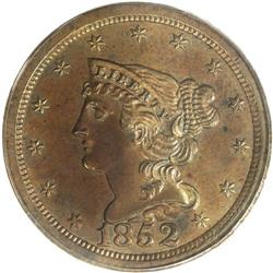 1852 1/2 C First Restrike. SR-12, B-2, R.5. PR63 Brown