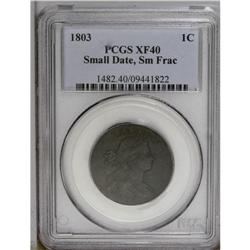 1803 1C Small Date, Small Fraction XF40 PCGS. S-251, R
