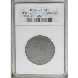 1809 1C --Burnished--ANACS. XF40 Details. S-280, R.2. T