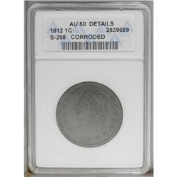 1812 1C Large Date--Corroded--ANACS. AU50 Details. S-2