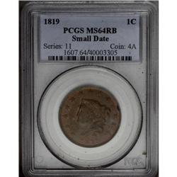 1819 1C Small Date MS64 Red and Brown PCGS. N-9, R.1.