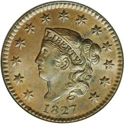 1827 1C MS64 Brown NGC. N-11, Early Die State, R.1. A