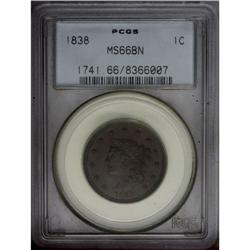 1838 1C MS66 Brown PCGS. N-7, R.1. Medium olive and da