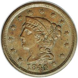 1844/81 1C MS64 Brown PCGS. N-2, R.2. Die State b. Med