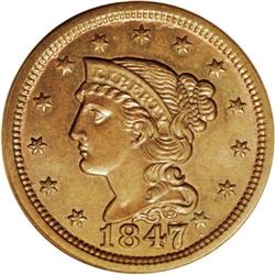 1847/47 1C Large Over Small 47 MS64 Brown PCGS. N-2, R