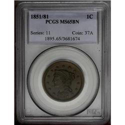 1851/81 1C MS65 Brown PCGS. N-3, R.1. Die State b. Thi