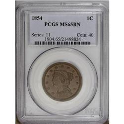 1854 1C MS65 Brown PCGS. N-26, R.3+. Die State a as al