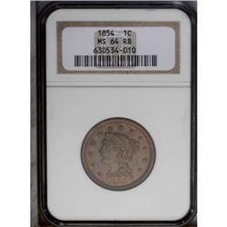 1854 1C MS64 Red and Brown NGC. N-29, R.3. GDS c.