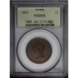 1854 1C MS66 Red and Brown PCGS. N-11, R.2. Die State