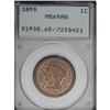 Image 1 : 1855 1C Upright 5s MS65 Red and Brown PCGS. N-4, R.1.